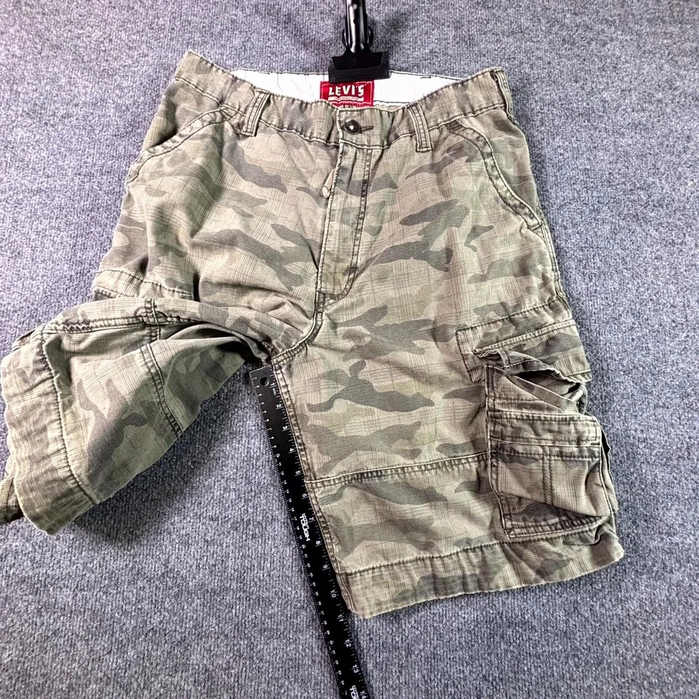 VTG Levis Squad Cargo Shorts Mens 33 Beige Camouflage US Army Military Cotton